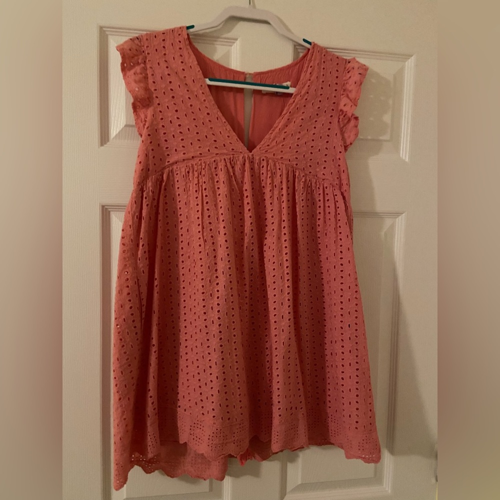 Coral romper with pockets